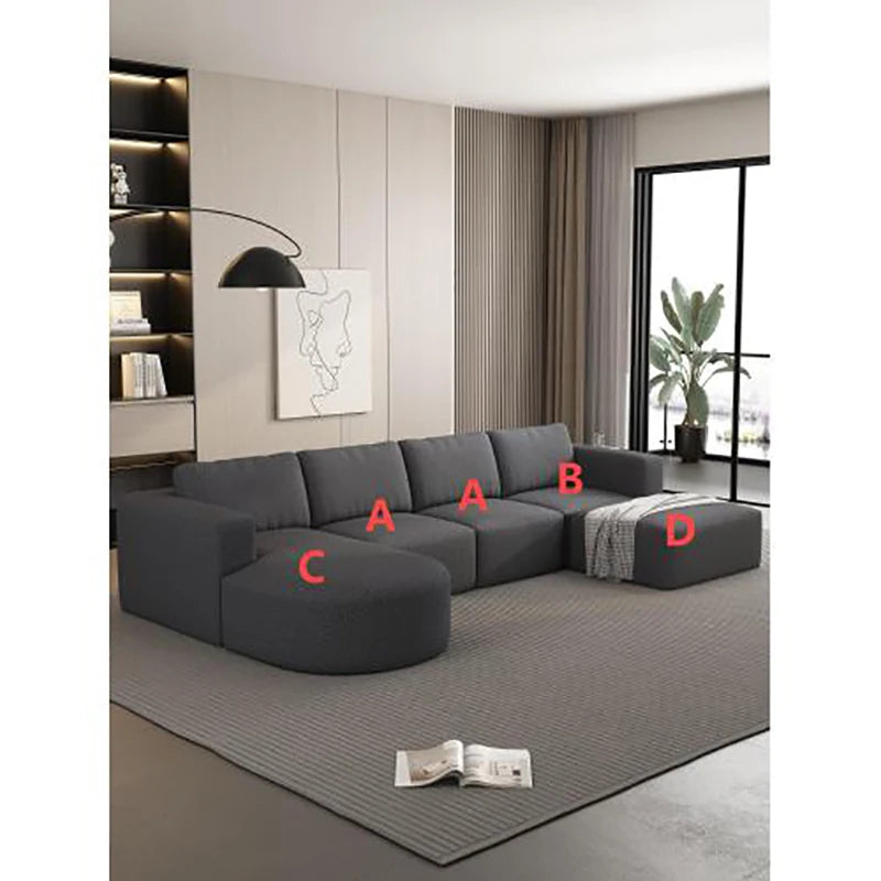 Compressed sponge Modular Sectional Sofa Sleeper Couch with Chaise and Ottoman,Convertible U Shaped Modular Sofa Set.Dark Grey