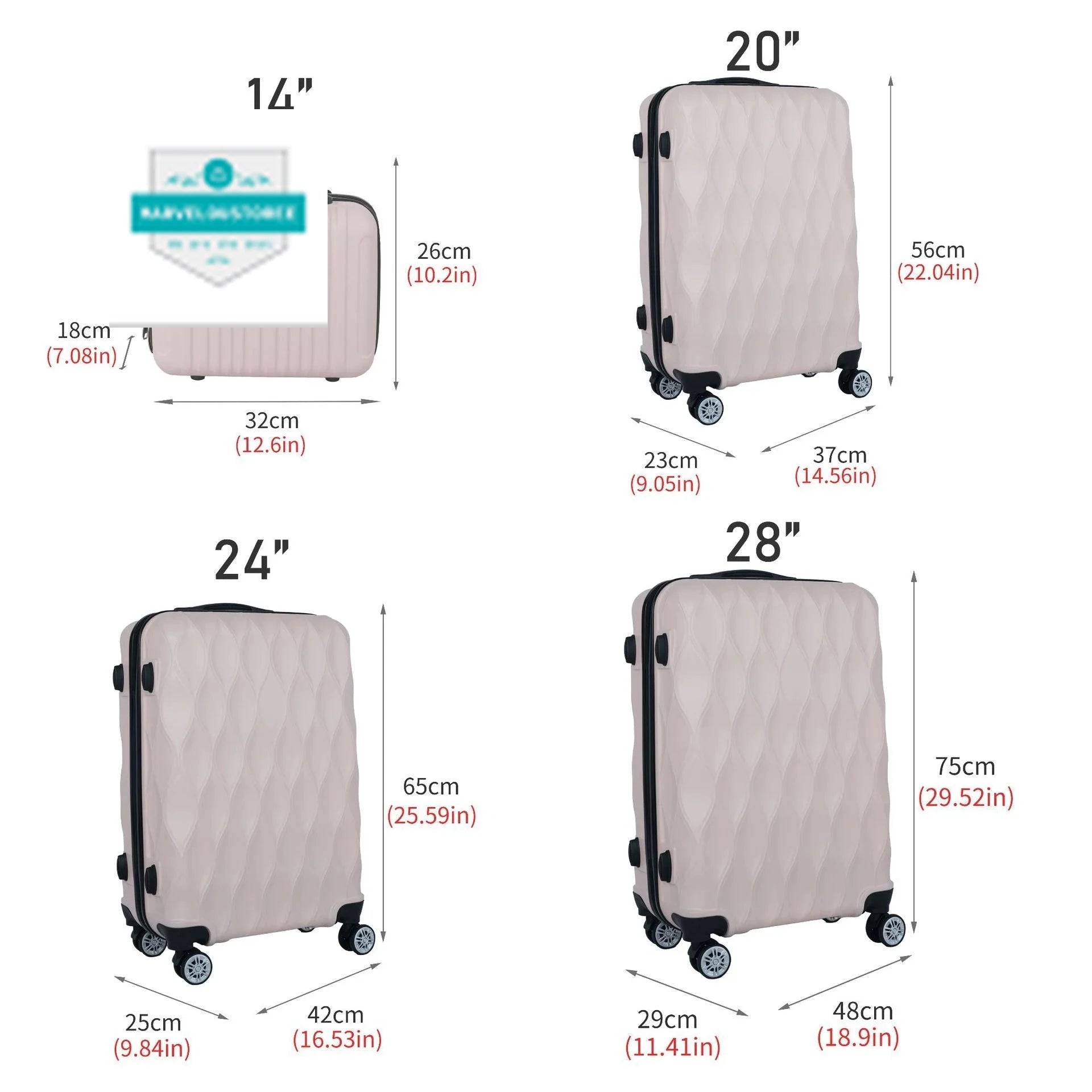 Luggage sets 4 piece 14/20/24/28 inch suitcase password trolley case male and female luggage travel bags suitcase trip cabin