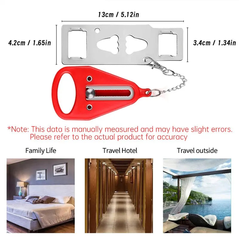 Security Portable Door Lock Latch No Drill Manual Hotel Room Devices For Add Security Holes Removable For Travel Safety