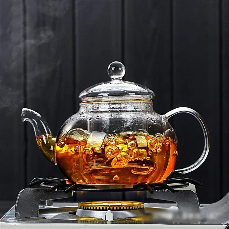 400/1100ml High Borosilicate Glass Teapot Thickened Heating Flower Tea Pot Transparent Glass Filter Teaware Kungfu Teaware