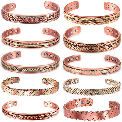 Women Tibetan Pure Copper Magnetic Healing Bracelet India Pattern Men's Spiritual Yoga Jewelry Adjustable Rope Inlay Style