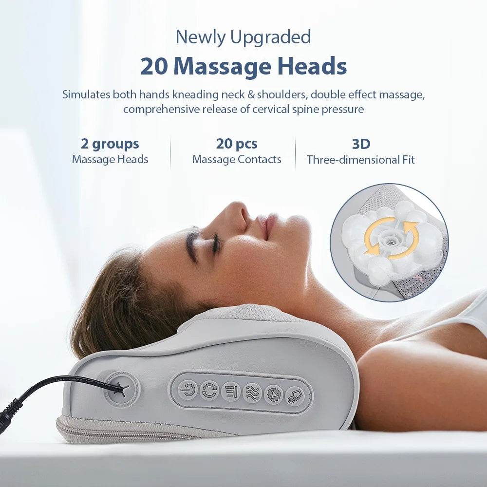 Electric Pillow Massager Neck Shoulder Massage Pillow Waist Back Kneading Massage Cushion Head Massager Neck Cervical masajeador