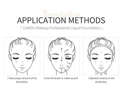 LAIKOU Liquid Foundation Moisturizing Long Lasting Face Comestics Natural Brighten Face Base Tone Make Up 30ml