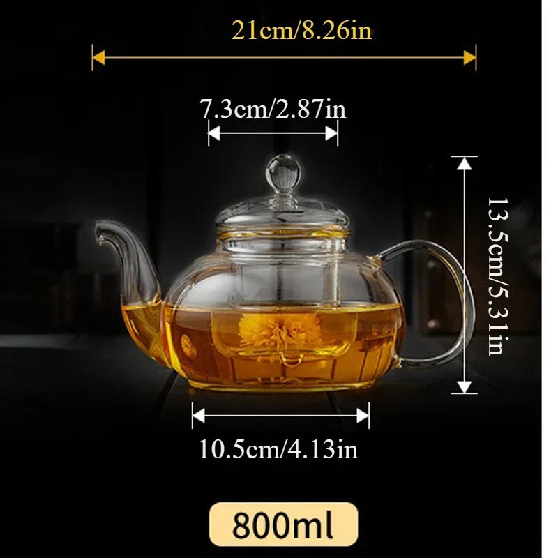 High Quality Heat Resistant Glass Teapot Jasmine Tea Infuser Borosilicate Glass Tea Set Kettle Practical Bottle Flower Tea Pot