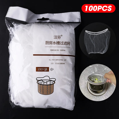 30/1000pcs Disposable Sink Filter Mesh Bags Kitchen Sink Strainer Drain Hole Anti-blocking Garbage Bag Sink Drainage Garbage Net