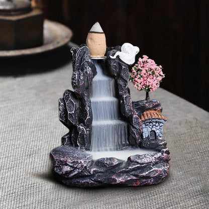 Waterfall Backflow Incense Burner Mountains River Fragrance Backflow Aroma Smoke Sandalwood Aromatherapy Ornament Relaxing Gift - MarvelouStoree