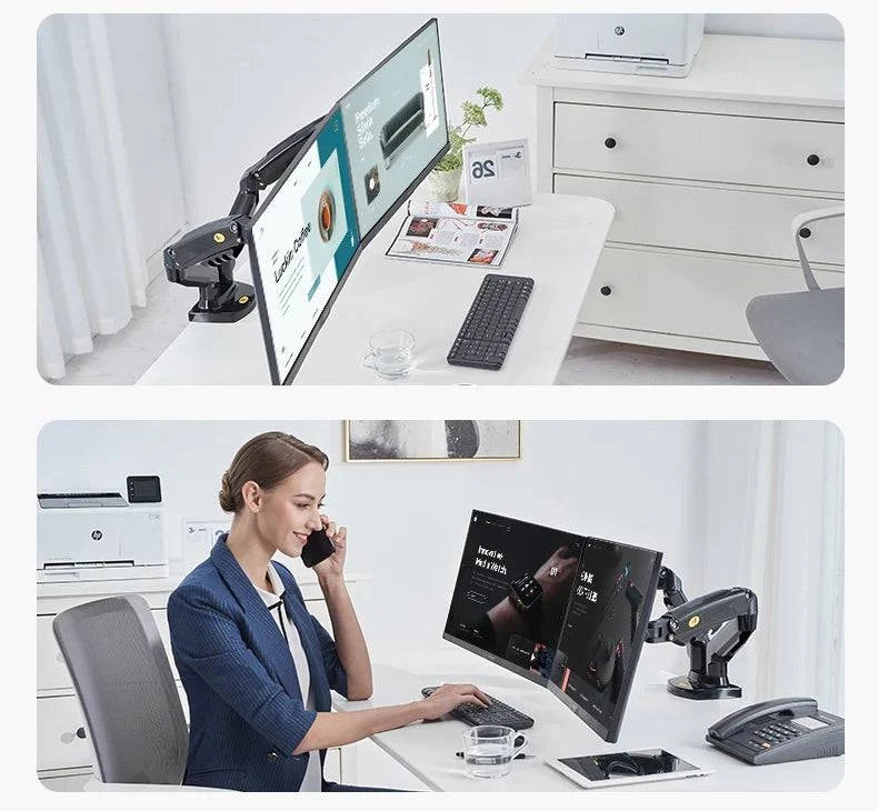 NB NEW F160 gas spring 17"-27"30" Dual Monitor Holder Arm desktop 360 rotate computer holder 2-9KG Monitor bracket USB3.0 port