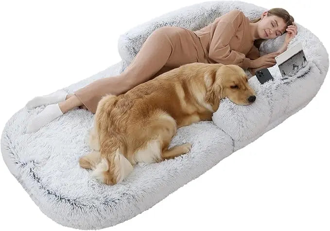 Human Dog Bed, 74"x43"x9" Dog Beds for Large Dogs, Foldable Plush Washable Dog Beds