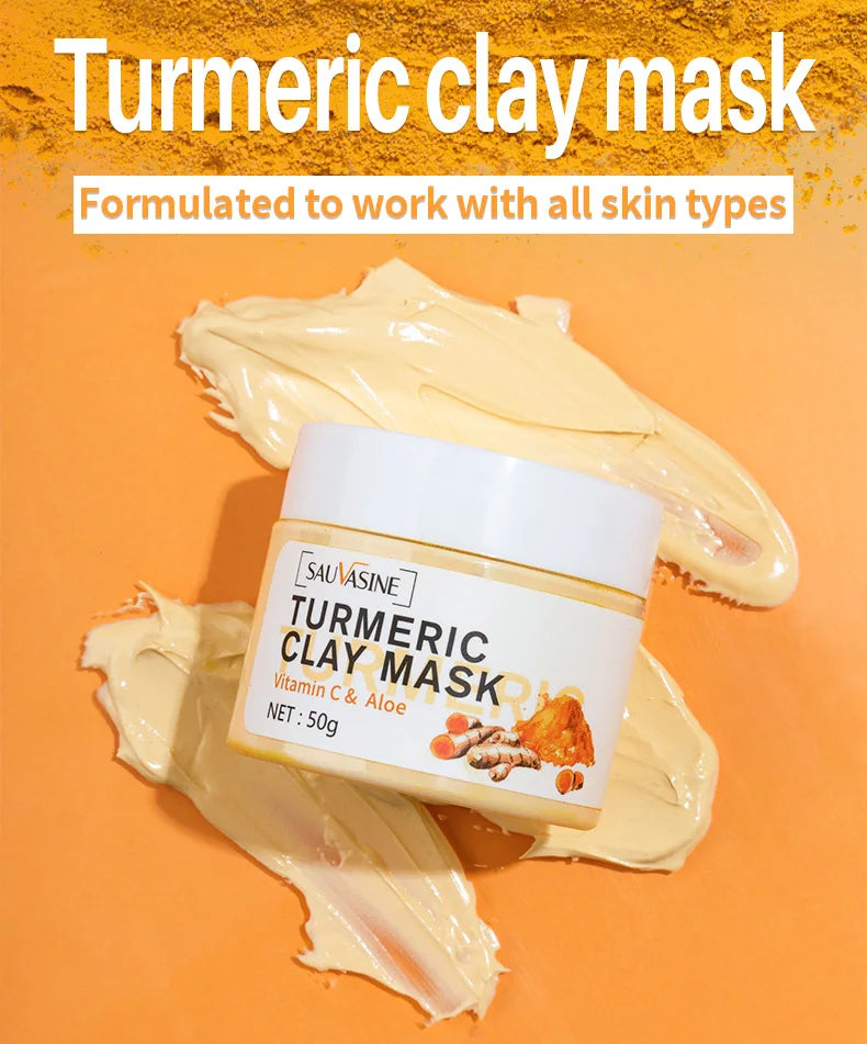 Turmeric Mud Mask Facial Purification Deep Cleansing Brightening Oil Control Beauty Anti-Acne Skincare Facial Mud Mask