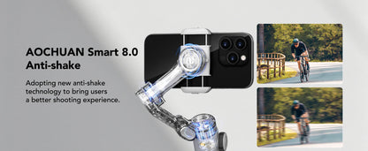 AOCHUAN Smart X2 Smartphone 3 Axis Gimbal Stabilizer For IPhone And Android Phone With built-in extension pole and LED display