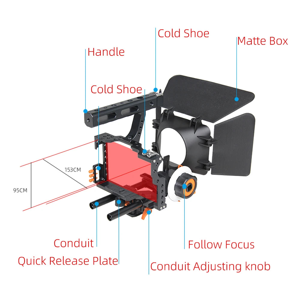 YELANGU Camera Cage Rig Kit for Sony A7S A7 A7R A72 A7RII A7SII A6000 A6500 A6300 with Dual Cold Shoe  Mounts 1/4 Inch Threads