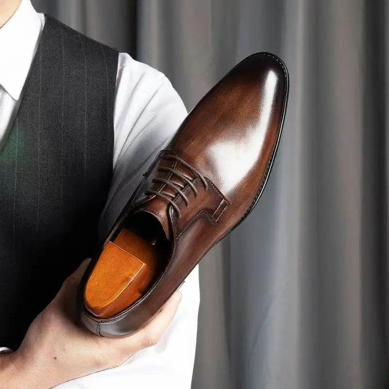 Luxury Mens Leather Shoes High Quality Men's Shoes Pointed Oxford Wedding Leather Men Dress Shoes 2024 Gentleman Office Man Shoe