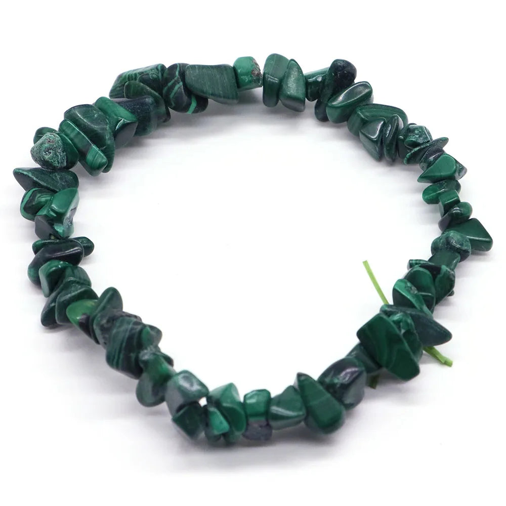 Natural Malachite Turquoise Quartz Bracelets Protection for Men Woman Reiki Healing Crystal Bracelets Chip Beads Chakra Stone