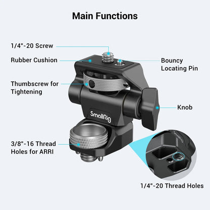 SmallRig DSLR Camera Clamp Swivel and Tilt Adjustable Monitor Mount w/ Screws Mount for Monitor Flash Light DIY Attachment 2903B