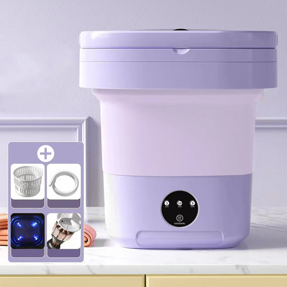 10L Portable Foldable Washing Machine Deep Cleaning Sock Underwear Panties Washer IPX4 Waterproof Household Mini Washing Machine