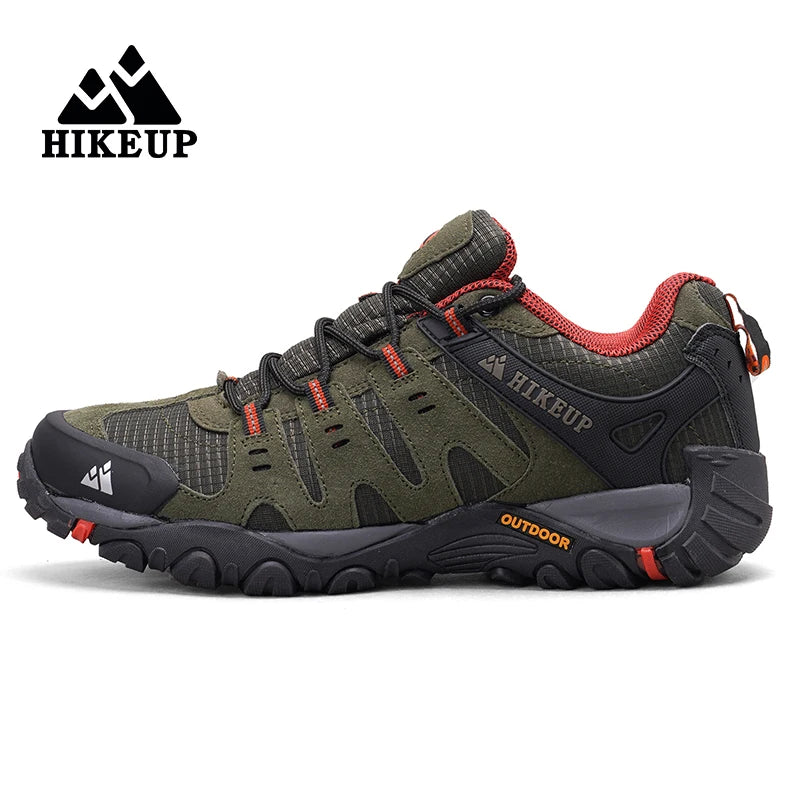 HIKEUP Men's Hiking Shoes Suede Leather Outdoor Shoes Wear-resistant Men Trekking Walking Hunting Tactical Sneakers