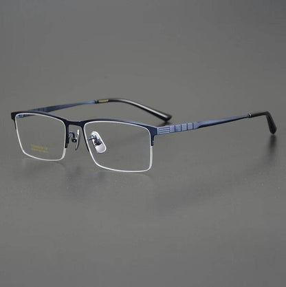 Business Pure Titanium Glasses Frame Men Fashion Square Half Rim Eyeglasses Unique Design Gold Color Eyewear Oculos 91065 - MarvelouStoree