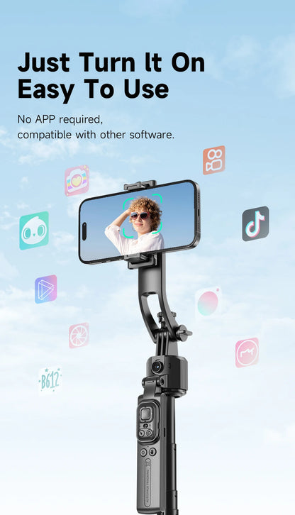 5 in 1 Selfie Stick Gimbal Stabilizer For Smartphone With Bluetooth Remote Intelligent AI Follow-Up Anti Shake Pan Tilt Tripod