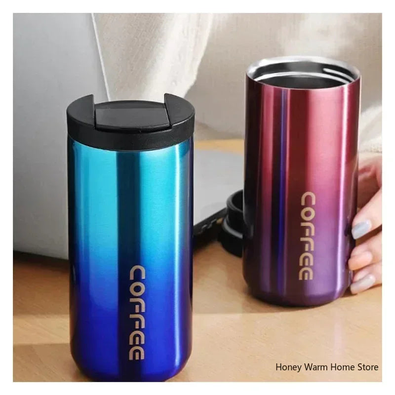 500ML Stainless Steel Coffee Thermos Bottle Thermal Mug Leakproof Car Vacuum Flasks Coffee Cup Travel Portable Insulated Bottles