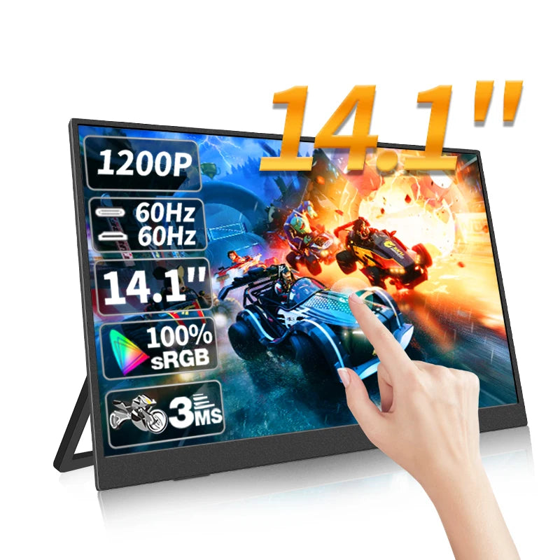 14.1 Inch Touch Screen Portable Monitor 100%sRGB 400cd/m2 Gaming Computer Expand Display For XBox PS4/ 5 Switch Loptop