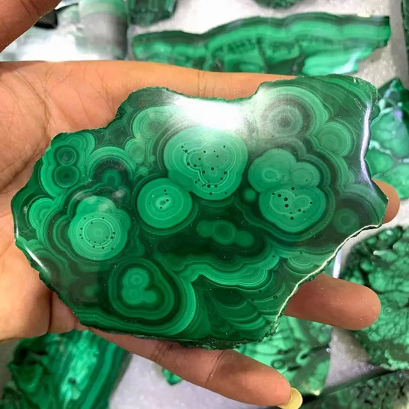 Natural Malachite Slate Cut Sheet Healing Malachite Slice Stones Polished Raw Malachite Plate Stones Decor 1pc