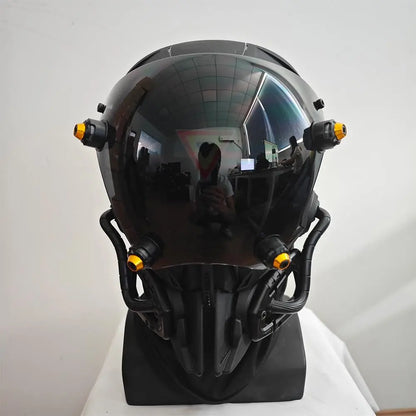 JAUPTO Punk Mask Cosplay for Men, Red Triangle Light Mask Cosplay Halloween Fit Party Music Festival Accessories