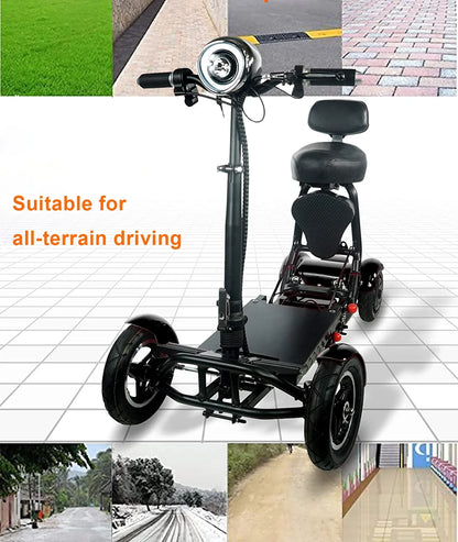 Foldable Mobility Scooter Adults Portable Electric Scooter 500W36V15AH Leisure Tricycle Mini Small Parent-child 4 Wheel Elderly