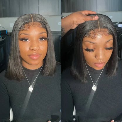 Wear Go Glueless Bob Wig Lace Front Human Hair Wigs Short Pre Plucked Straight 13x4 HD Transparent Lace Frontal Wig Bob on Sale