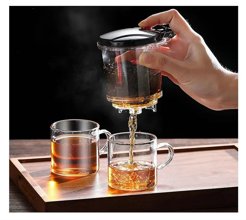 Chinese Style Kung Fu Teapot Heat Resistant Glass Teapot with Tea Water Separation Filter Home Coffee Pot Home Teaware Set