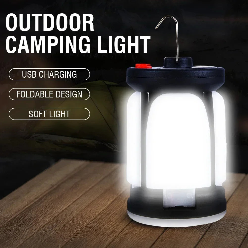 High Power Solar LED Camping Lantern Rechargeable 4500mAh 1000LM Emergency Power Bank Foldable 6 Light Modes for Camping Fishing