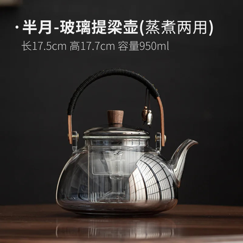 Steamable Teapot Household Glass Tea Maker High Temperature Resistant Steaming and Boiling Dual-purpose Teapot