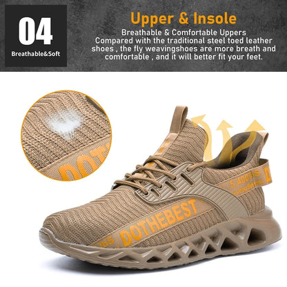 Steel Toe Safety Shoes for Men Women Lightweight Work Sneakers Puncture Proof Work Shoes Unisex Coustruction Safety Work Boots