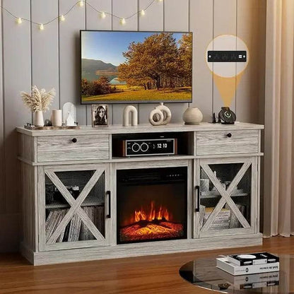 Electric Fireplace TV Stand-Led Entertainment Center TV Stand with Electric Fireplace-Living Room Tv Cabinet - MarvelouStoree