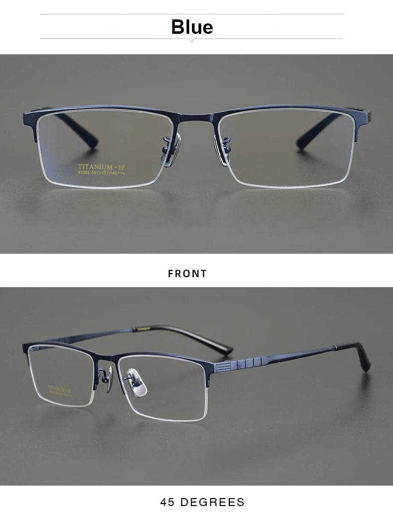 Business Pure Titanium Glasses Frame Men Fashion Square Half Rim Eyeglasses Unique Design Gold Color Eyewear Oculos 91065 - MarvelouStoree