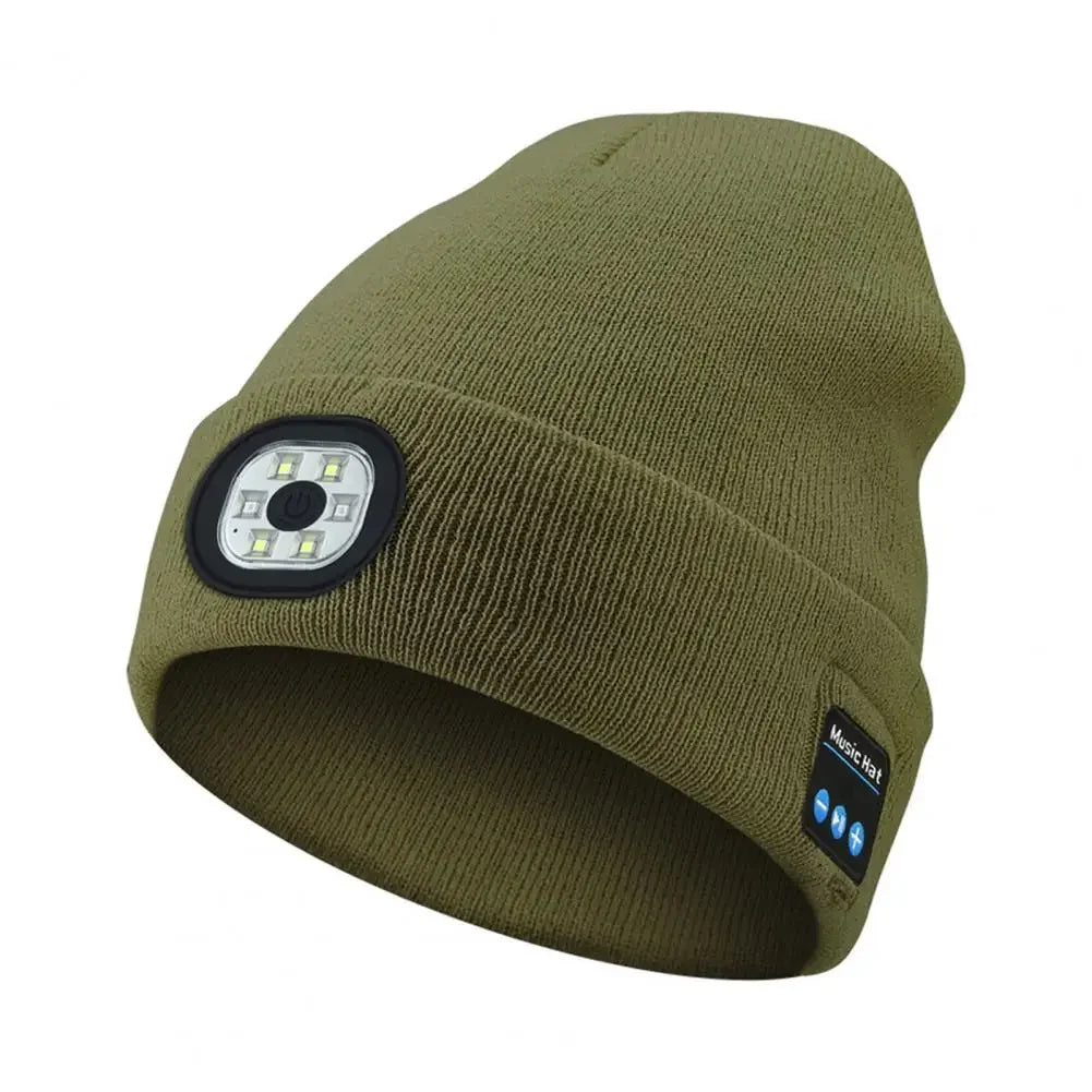 Hands-free Beanie Rechargeable Bluetooth Led Hat Headset Bright Wireless Music Headphone Player Winter Warm Cap Night Jogging