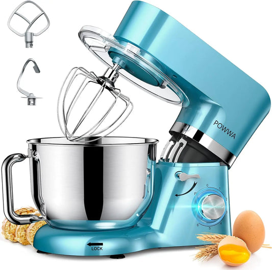 7.5 QT Electric Mixer, 6+P Speed 660W Household Tilt-Head Kitchen Food Mixers with Whisk, Dough Hook, Mixing Beater (Blue)