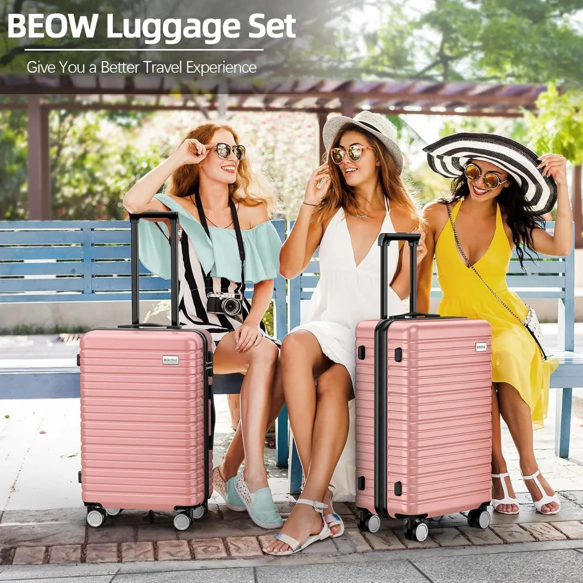 BEOW Luggage Sets 4 Piece, Expandable Luggage Sets with Spinner Wheels, TSA Lock Suitcases with Carry on Luggage Olive Green