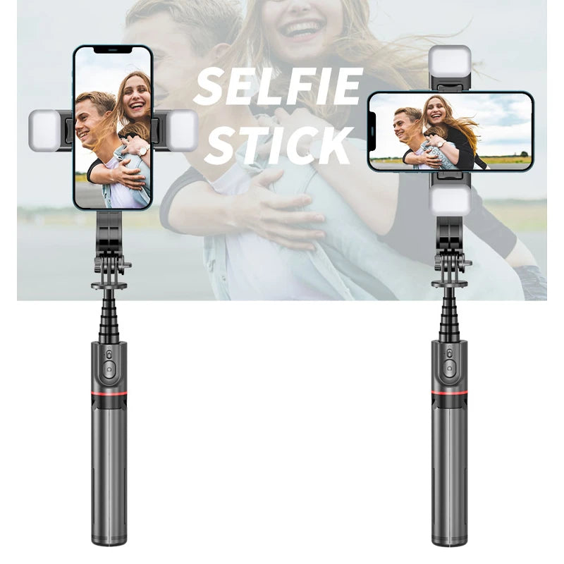 FANGTUOSI Foldable Wireless Bluetooth Selfie Stick Tripod with Bluetooth shutter Fill Light Aluminum Alloy Selfie Stck 2022 New