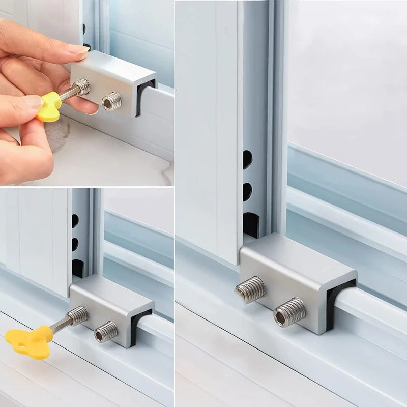 4 Sets Sliding Sash Stopper Cabinet Lock Straps Door Security Anti-theft Lock Sliding Window Door Lock Baby Child Safety Limiter