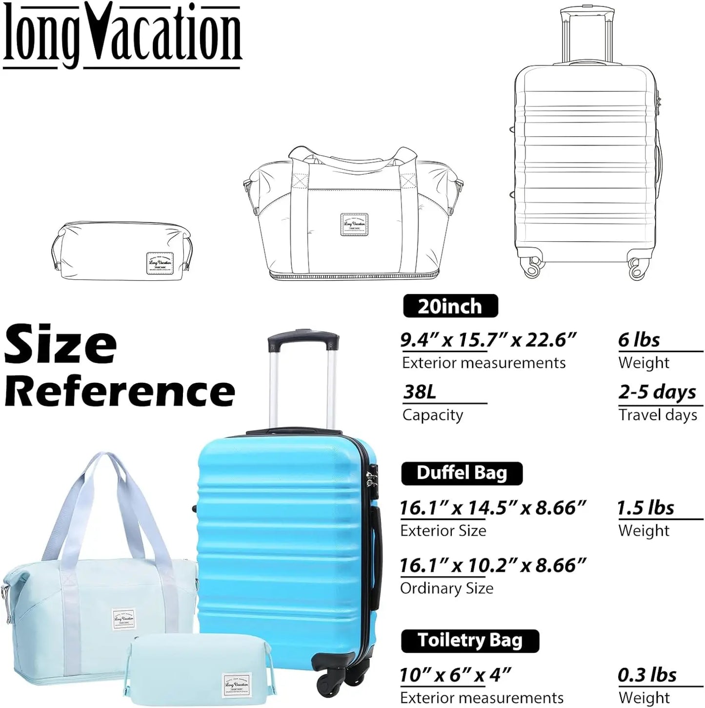 Luggage Set 4 Piece Luggage Set ABS hardshell TSA Lock Spinner Wheels Luggage Carry on Suitcase WHITE-BROWN, 6 piece set