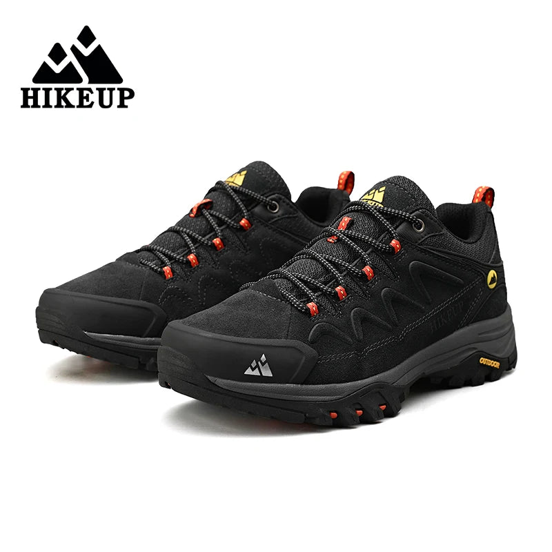 HIKEUP Leather Men Shoes for Men's Casual Shoes Fashion Waterproof Winter Luxury Designer Brand Work Boots Man Non-slip Sneakers