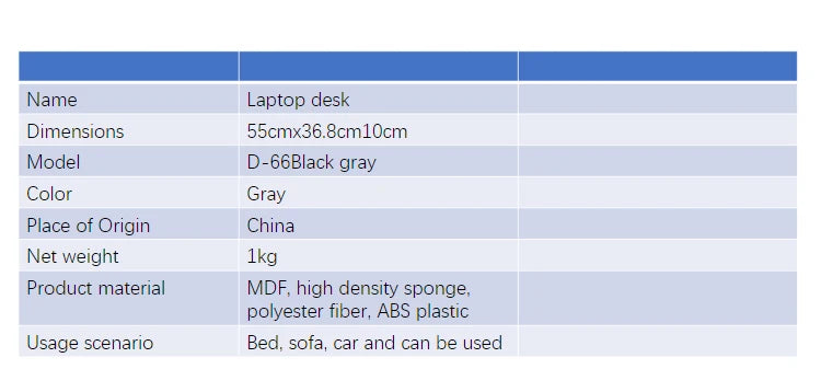 Multi Purpose Laptop Desk Leg Table Design of Double Groove Anti Slip Bar Embedded Mouse Pad Use with Sofa Bedroom Portable