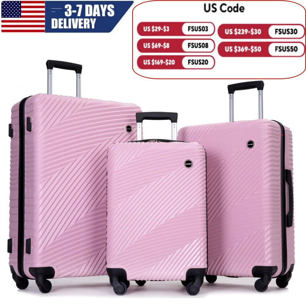 Hardshell Luggage Set,3 Piece Hardside Suitcases with Spinner Wheel,Lightweight Carry-on luggage 20" 24" 28"