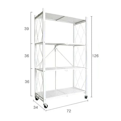 One-Second Foldable Storage Racks Folding Kitchen Organizer Shelf Standing Multi-Layer Storage Rack Movable Organizing Shelves