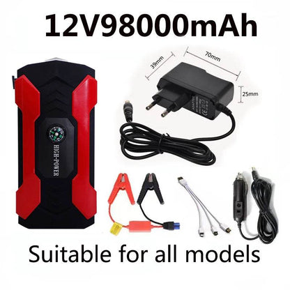 12V98000mAh Car Jump Starter Starting Device Battery Power Bank Jumpstarter Auto Buster Emergency Booster Car Charger Jump Start - MarvelouStoree