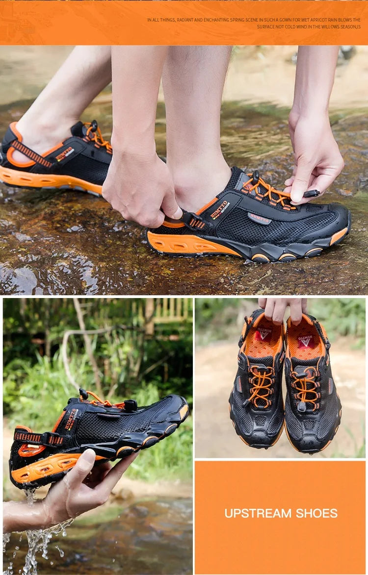 HUMTTO Summer Wading Hiking Shoes for Men Outdoor Man Sneakers Breathable Quick Drying Sports Trekking Beach Barefoot Mens Shoes