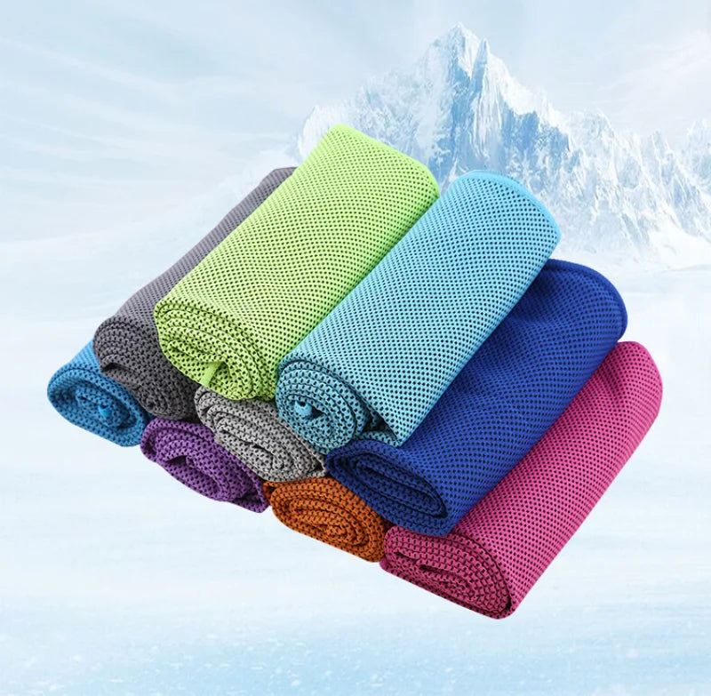 Portable Mini Silica Gel Set Cold Towel Polyester Fiber Outdoor Cooling Towel Fitness sports gym Running quick Dry Cool Towel