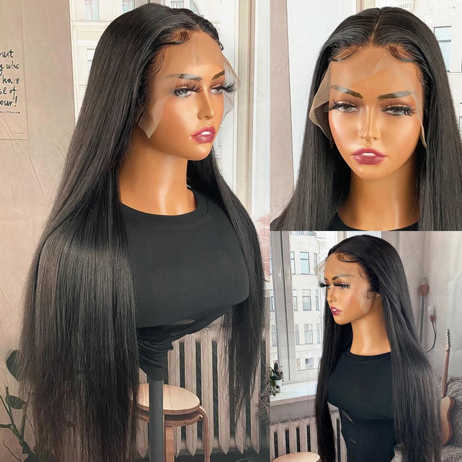 Ready to Wear Glueless Wig Straight 13x6 Transparent Lace Frontal Wig 30 34inches Human Hair Bone Straight 6x4 Lace Frontal Wigs