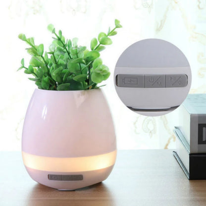 Smart Plant Pots with Bluetooth Speakers, Music Flowerpot, Plastic Pot, Finger Touch, LED Night Light, Home Design, Desk Decorat