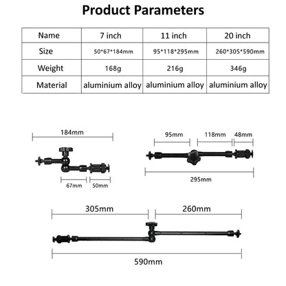 7/11/20 Inch Metal Articulating Magic Arm Super Clamp Holder Stand for DSLR Camera Photo Studio Photography Accessories Prop Kit